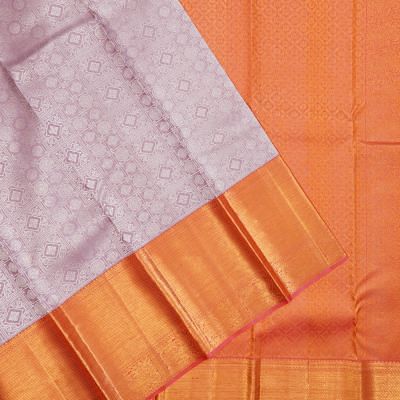 Kanchipuram Silk Checks And Butta Lilac Saree