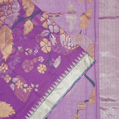 Ponduru Handspun Cotton All Over Jamdani Lavender Saree