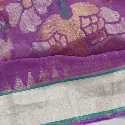 Ponduru Handspun Cotton All Over Jamdani Lavender Saree