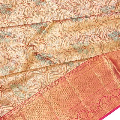 Kanchipuram Silk Tissue Brocade Orange Saree