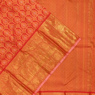 Kanchipuram Silk Checks And Butta Red Saree