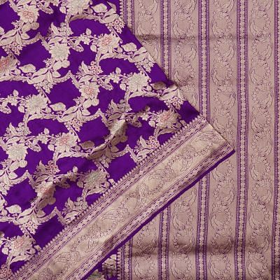 Banarasi Silk Kadwa Jaal Violet Saree