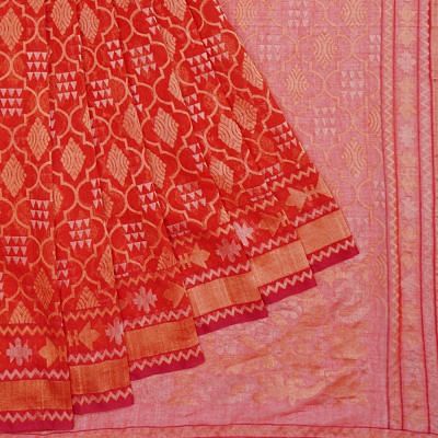 Banarasi Cotton All Over Jamdani Rakthambari Red Saree