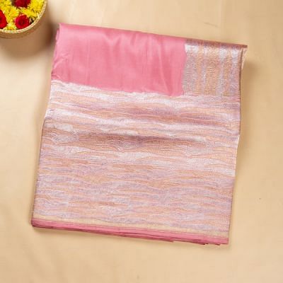 Banarasi Satin Mashru Silk Plain Pastel Pink Saree