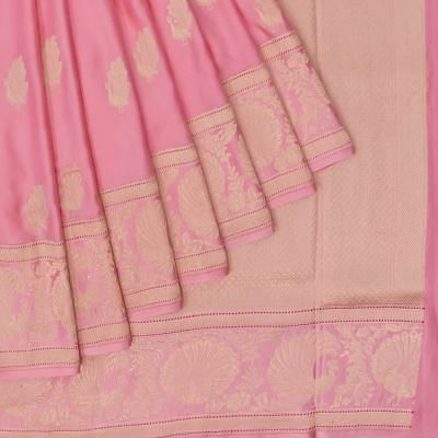 Banarasi Satin Mashru Silk Kadwa Butta Pink Saree