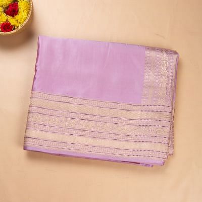 Banarasi Satin Mashru Silk Plain Lavender Saree
