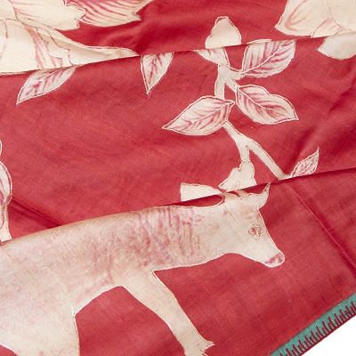 Tussar Printed Red Saree