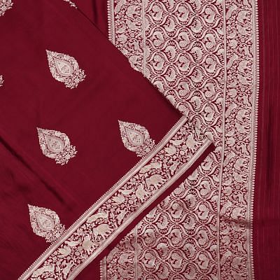 Banarasi Silk Butta Maroon Saree