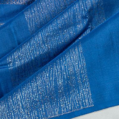 Kanchipuram Silk Geometrical Brocade Royal Blue Antique Zari Saree