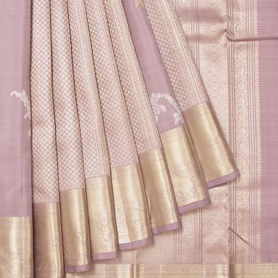 Kanchipuram Silk Vertical Lines And Butta Pastel Pink Saree