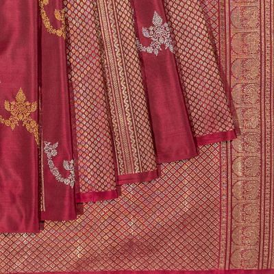 Kanchipuram Silk Brocade Maroon Antique Zari Saree