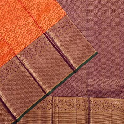 Kanchipuram Silk Brocade Orange Saree