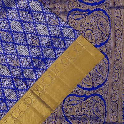 Kanchipuram Silk Lines And Brocade Royal Blue Saree