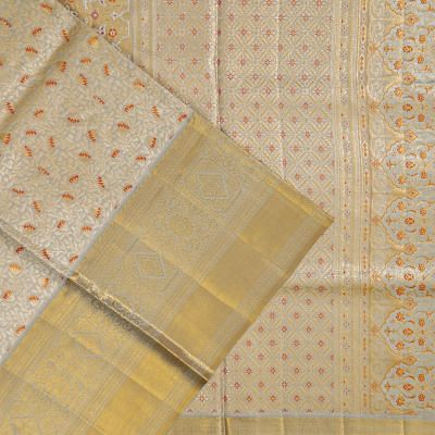 Kanchipuram Silk Brocade Grey Saree