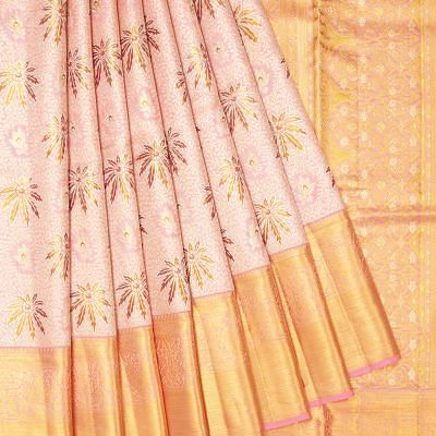 Kanchipuram Silk Brocade Pastel Pink Saree