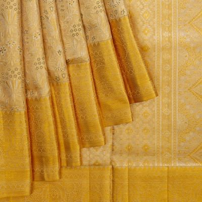 Kanchipuram Silk Brocade Cream Saree