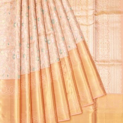 Kanchipuram Silk Brocade Pastel Pink Saree