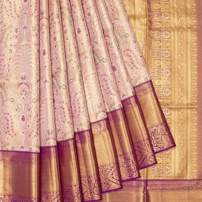 Kanchipuram Silk Tissue Brocade Pastel Pink Saree