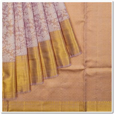 Kanchipuram Silk Tissue Jaal Lilac Saree