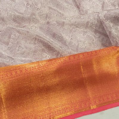 Kanchipuram Silk Tissue Brocade Lavender Saree