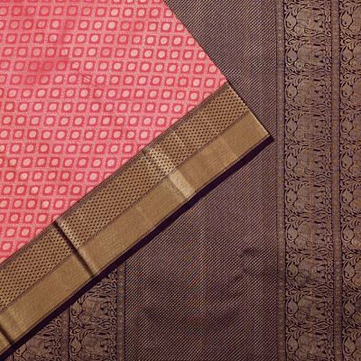 Kanchipuram Silk Criss Cross Checks And Butta Pink Saree