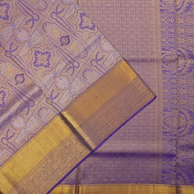 Kanchipuram Silk Tissue Brocade Violet Saree