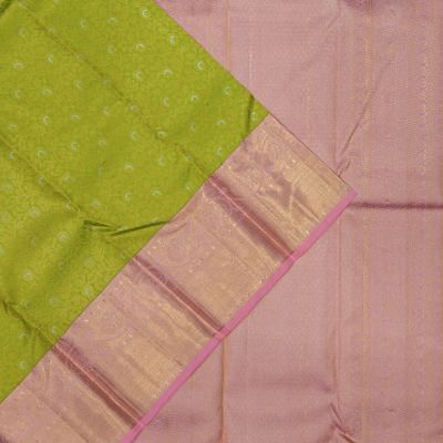 Kanchipuram Silk Brocade Parrot Green Saree