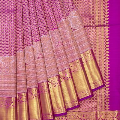 Kanchipuram Silk Brocade Magenta Pink Saree
