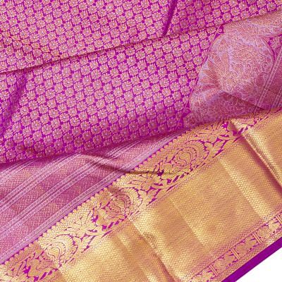 Kanchipuram Silk Brocade Magenta Pink Saree
