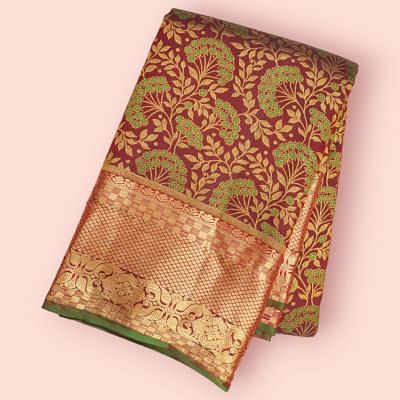 Buy Naishu Trendz Woven, Embellished, Floral Print, Solid/Plain Kanjivaram  Pure Silk, Art Silk Red Sarees Online @ Best Price In India | Flipkart.com