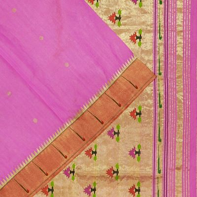 Paithani Silk Tissue Butta Magenta Pink Saree