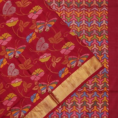 Uppada Silk All Over Jamdani Maroon Saree