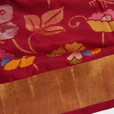 Uppada Silk All Over Jamdani Maroon Saree