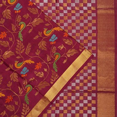 Uppada Silk All Over Jamdani Maroon Saree