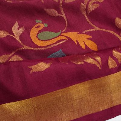 Uppada Silk All Over Jamdani Maroon Saree