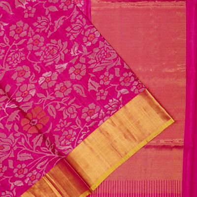 Uppada Silk All Over Jamdani Rani Pink Saree