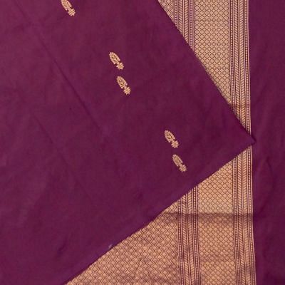 Banarasi Katan Silk Butta Deep Purple Saree
