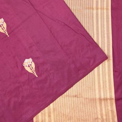 Banarasi Katan Silk Butta Purple Saree