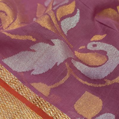 Ponduru Handspun Cotton All Over Jamdani Jaal Onion Pink Saree