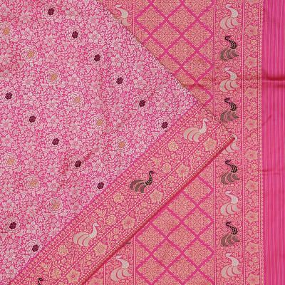 Kanchipuram Silk Brocade Pink Saree