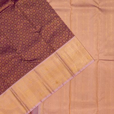 Kanchipuram Silk Checks And Butta Violet Saree