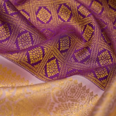 Kanchipuram Silk Checks And Butta Violet Saree