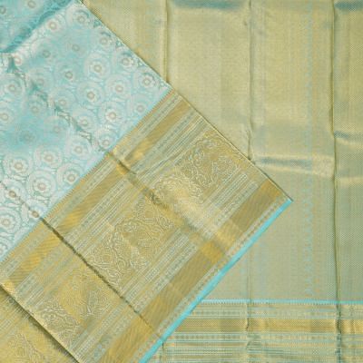 Kanchipuram Silk Tissue Brocade Sky Blue Saree