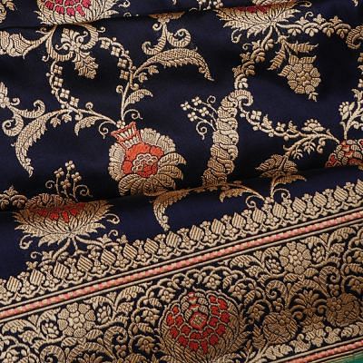 Banarasi Silk Kadwa Jaal Dark Blue Saree