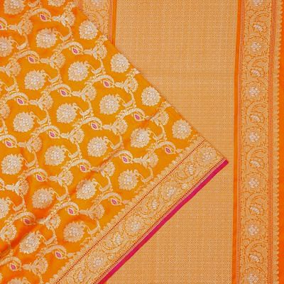 Banarasi Silk Kadwa Jaal Orange Saree