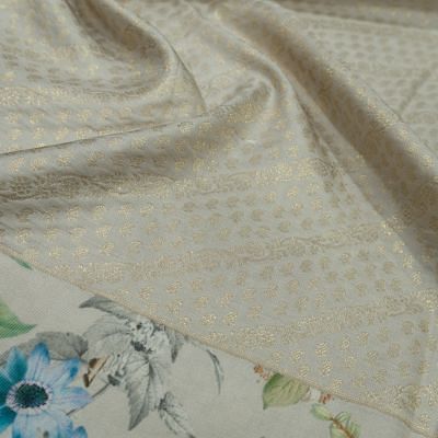 Kanchipuram Silk Brocade White Saree With Printed Border