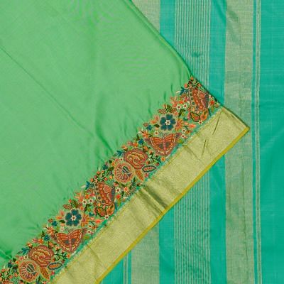 Kanchipuram Silk Plain Sea Green Saree