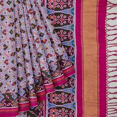 Patan Patola Silk Double Ikat Pan Bhat Lavender Saree
