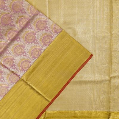 Kanchipuram Silk Tissue Brocade Lavender Saree