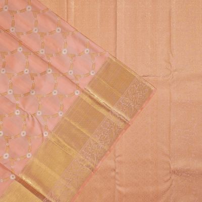 Kanchipuram Silk Jaal Peach Saree